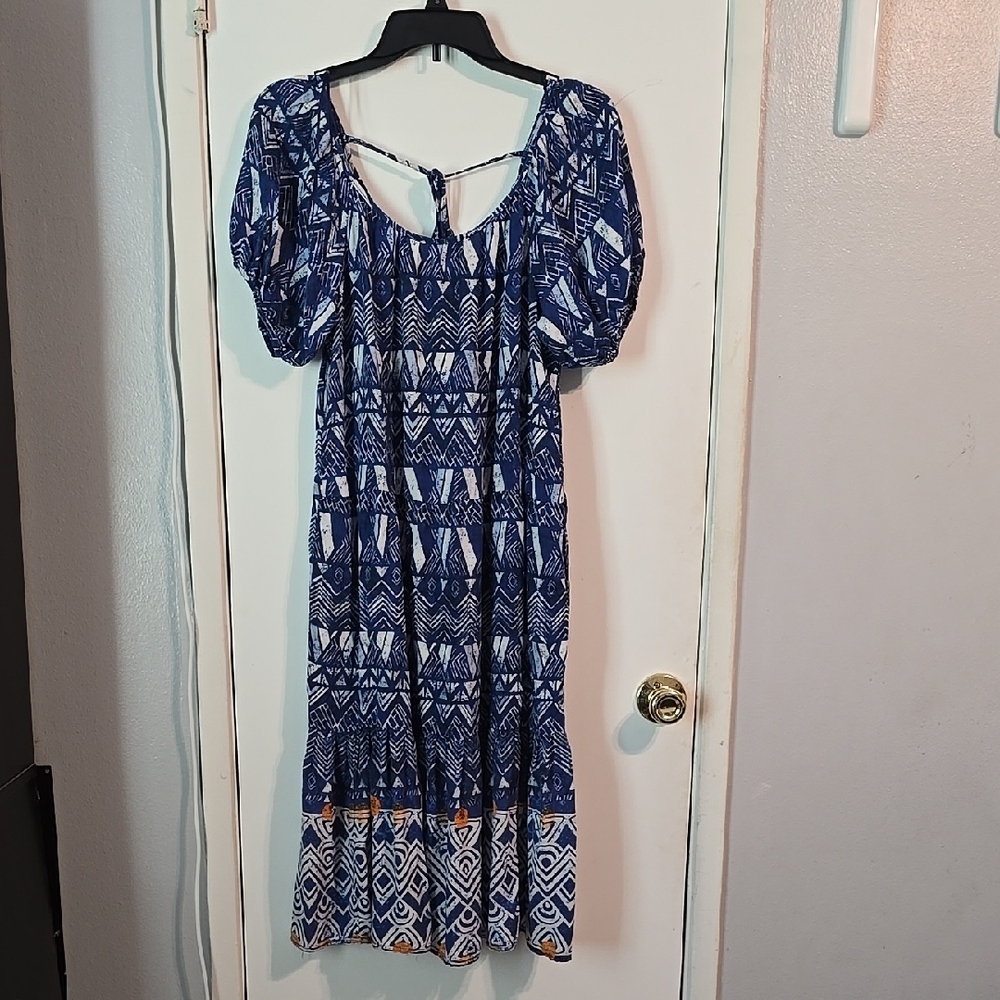 Blue Patterned Women's Dress